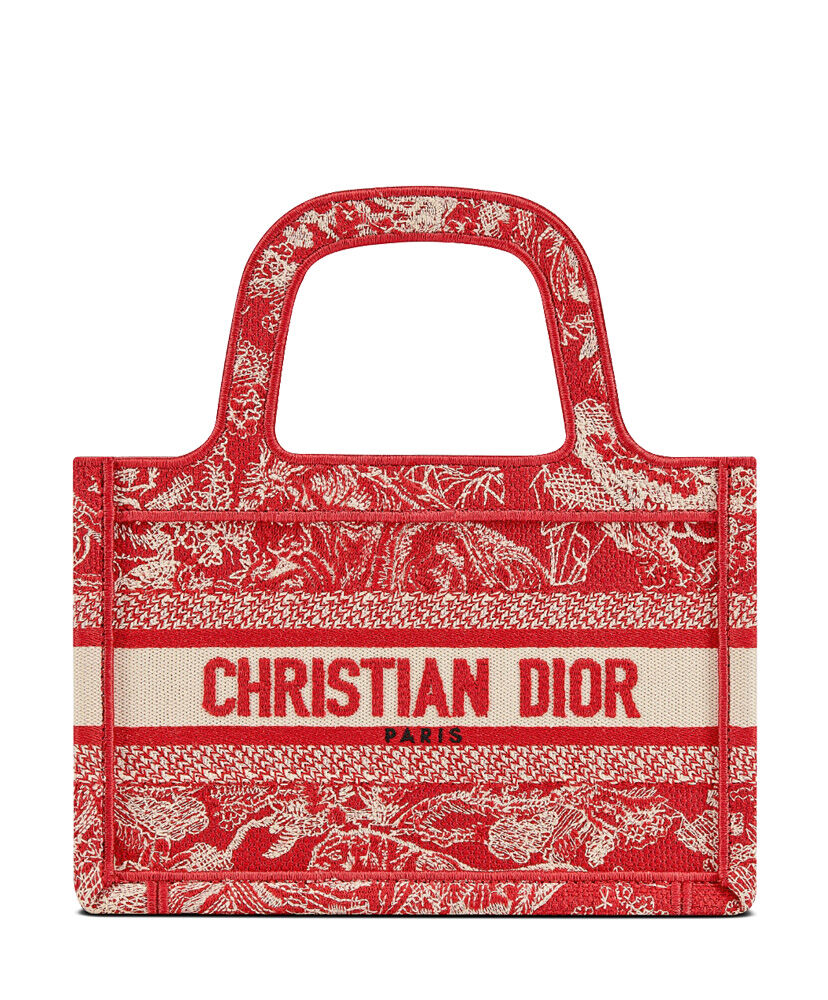 Christian Dior Mini Dior Book Canvas Tote Bag Red